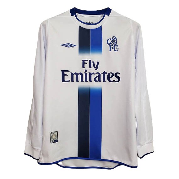 Camiseta Chelsea Replica Segunda Ropa ML Retro 2003 2005 Blanco